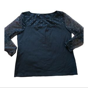 TALBOTS black top size medium sheer sleeves